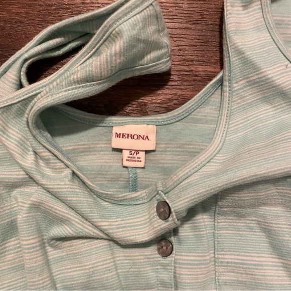 Mint Green/Turquoise and White Striped High-Low Sleeveless Sundress / Sz Small - Picture 7 of 8